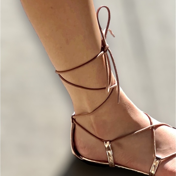 Cape Robbin Metallic Rose-Gold Gladiator Sandals - Picture 2 of 12